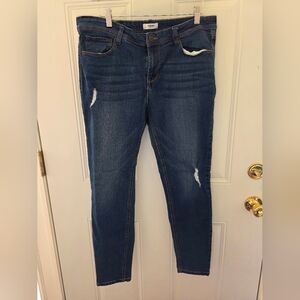 Kensie Dark Blue Distressed Skinny Jeans Size 12